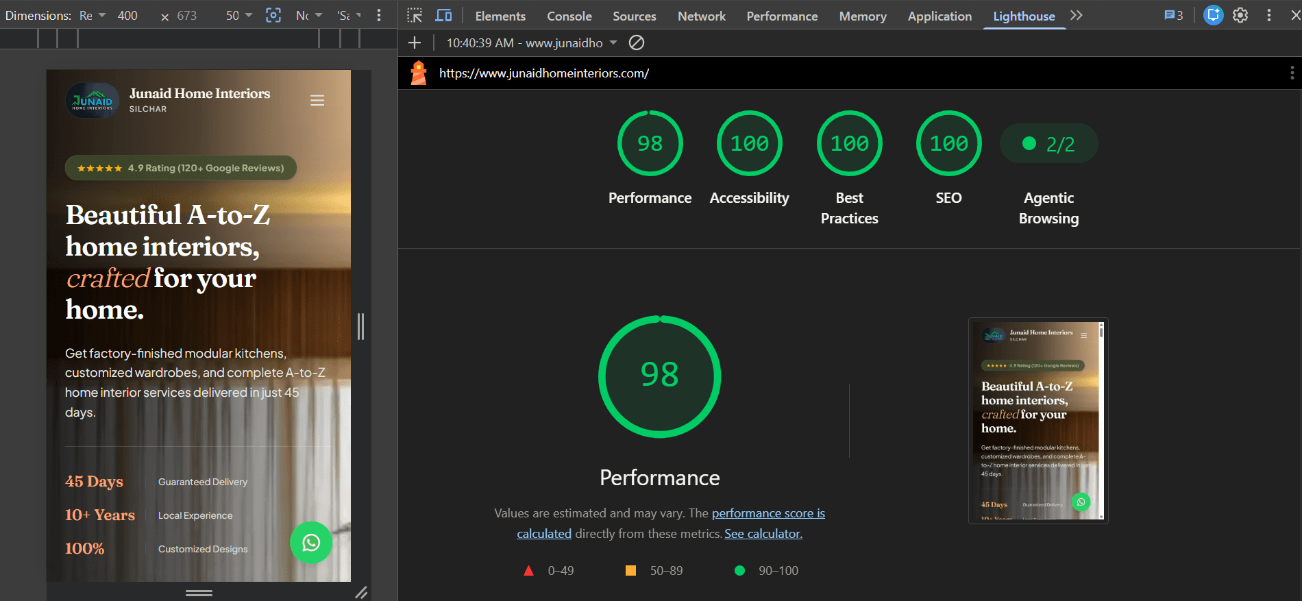 Lighthouse Desktop Report